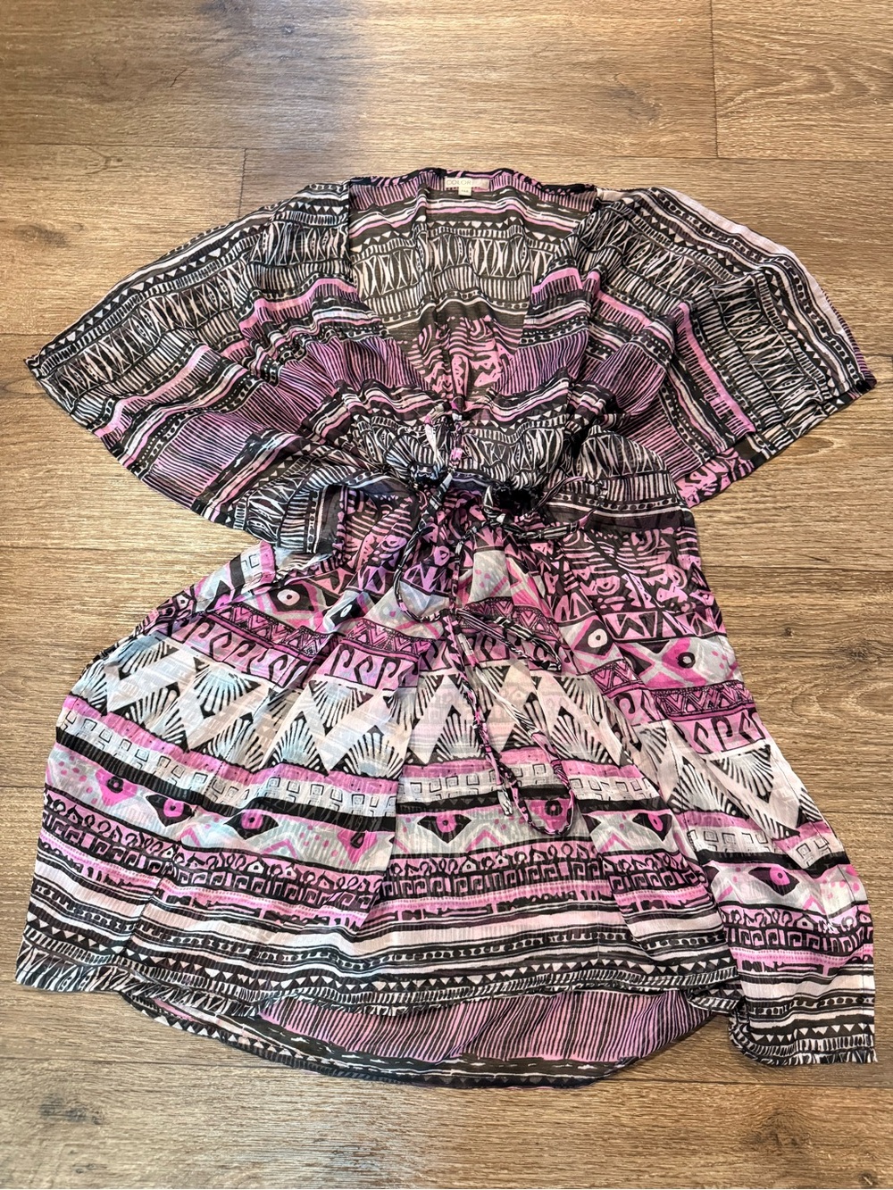 Women’s Pink and Black Patterned Swim Coverup
